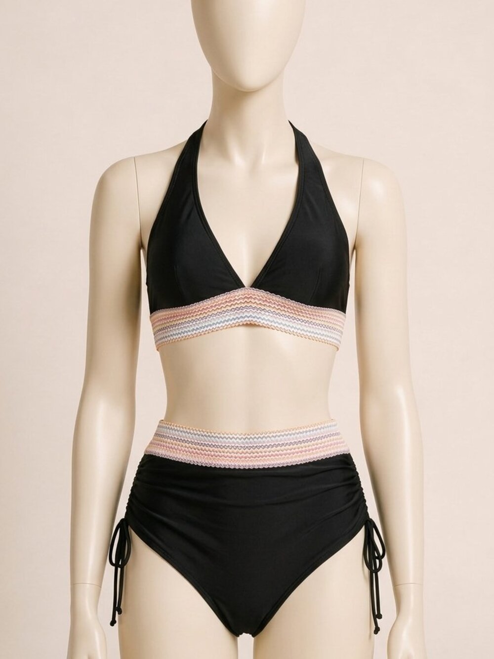 Blooming Jelly Black High Waisted Bikini Set Size L 2-Piece Swimsuit